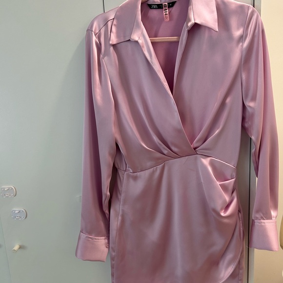 Zara dress- brand new- satin pink- size small - Picture 2 of 3